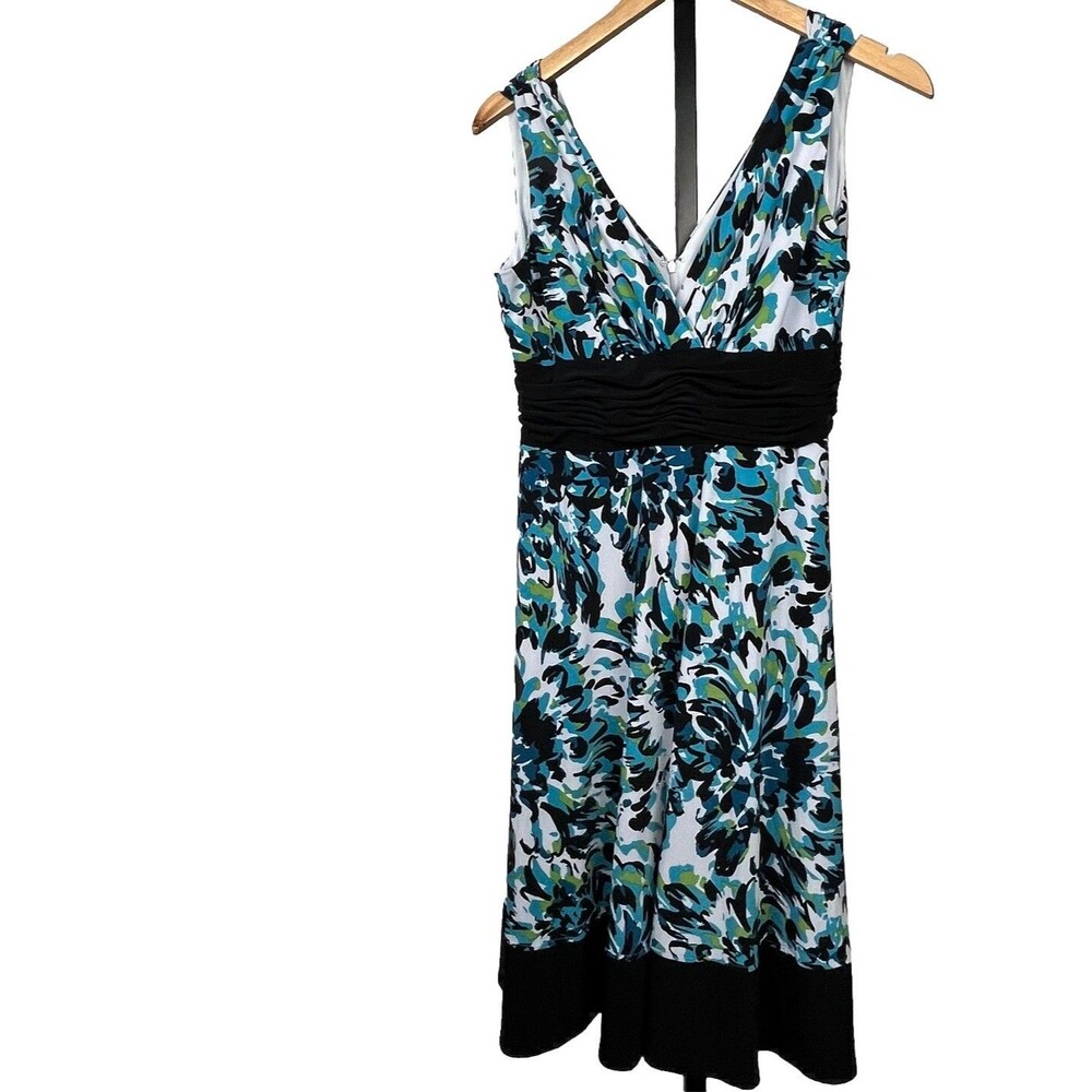 Jones New York Dress Sleeveless Knee Length V Neck Back Stretch 12 Twee Romantic